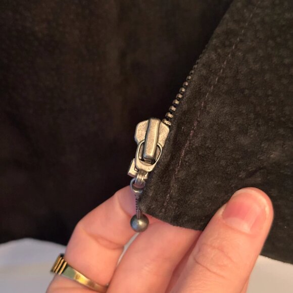 Vintage Retro BUM Equipment 2XL Black Genuine Suede Leather Jacket 90s Y2K Coat - Picture 13 of 15